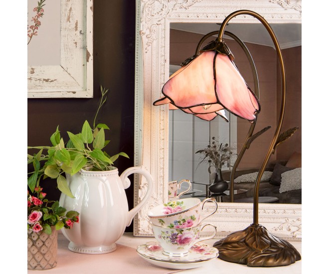 Stolní lampa Tiffany ve tvaru květu - Ø 31*48 cm/ E14/ 40W