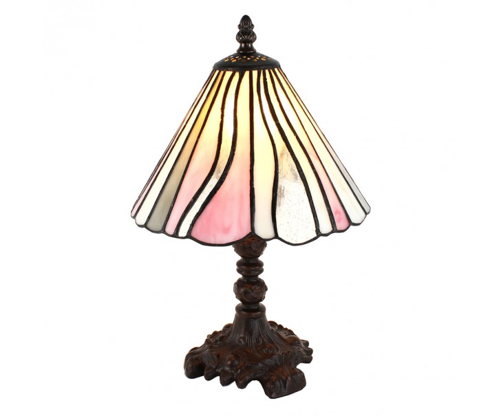 Béžovo-růžová stolní lampa Tiffany Tasia - Ø 20*34 cm E14/max 1*25W