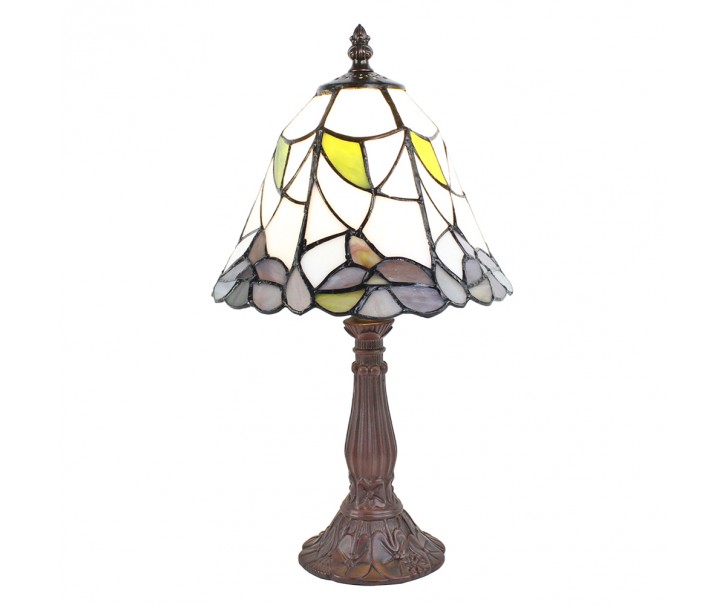 Stolní lampa Tiffany se zdobenou nohou Pinia - Ø 20*34 cm E14/max 1*25W
