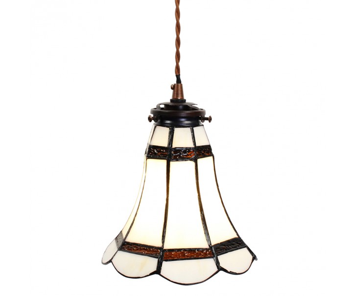 Stropní Tiffany lampa hnědé pruhy BrownLine - Ø 15*115 cm E14/max 1*25W
