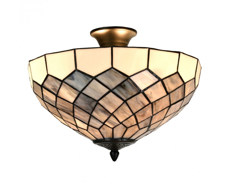 Bílo-šedá stropní lampa Tiffany Paulette - Ø 41*24 cm E14/ 2*40W